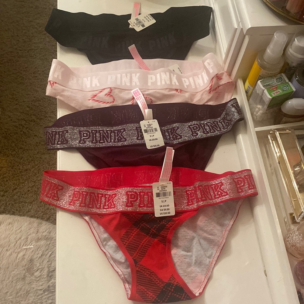 PINK Victoria’s Secret Size S Logo Bikini Underwear - 4 Pairs New with Tags